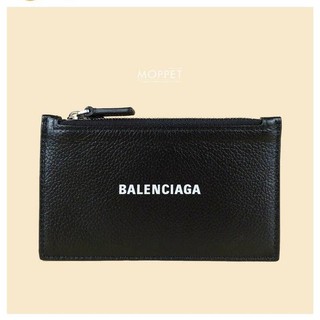 MY0183 Used Balenciaga Card Zip Pouch in Black leather - Moppet Brandname