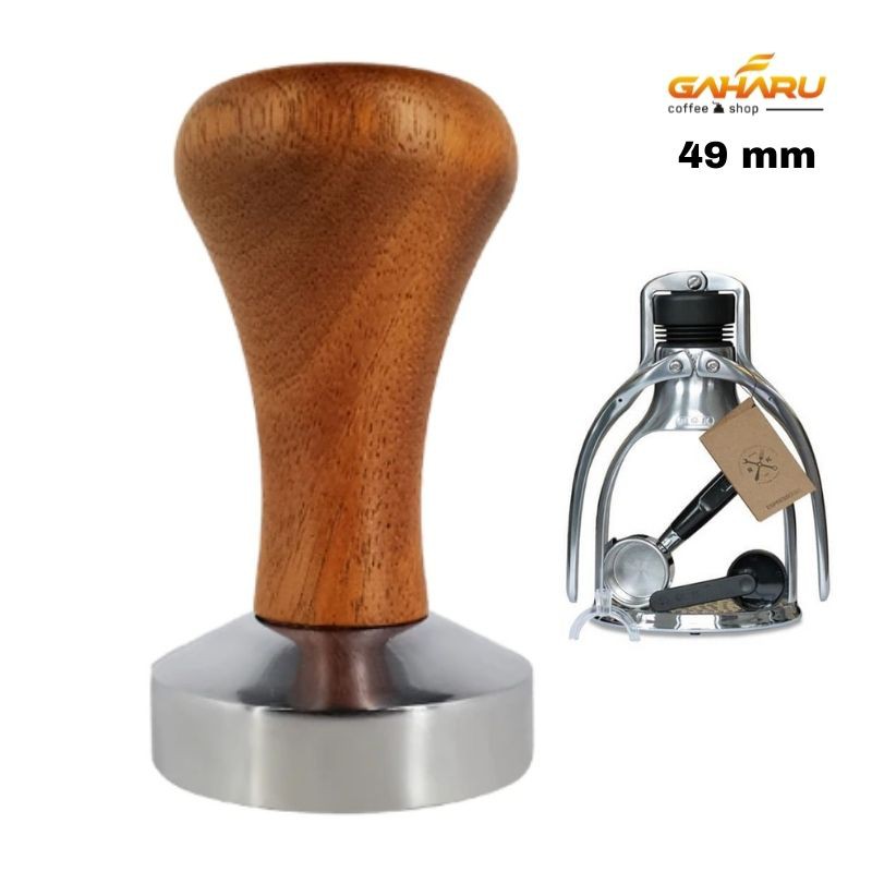 Tamper Rok Presso 49 มม.สแตนเลสสตีลป้องกันสนิมด้ามไม้