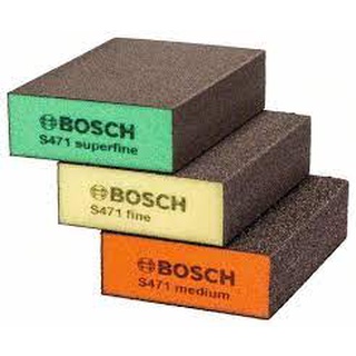 2608621253 กระดาษทรายฟองน้ำ Bosch รุ่น Flat &amp; Edge (แพ็ค 3 ชิ้น) - Abrasive Sponge Set - Blue (3-Piece) Made in Switzerl