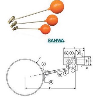 SANWA ลูกลอย ลูกลอยแทงค์น้ำ ขนาด 1/2" - 1"