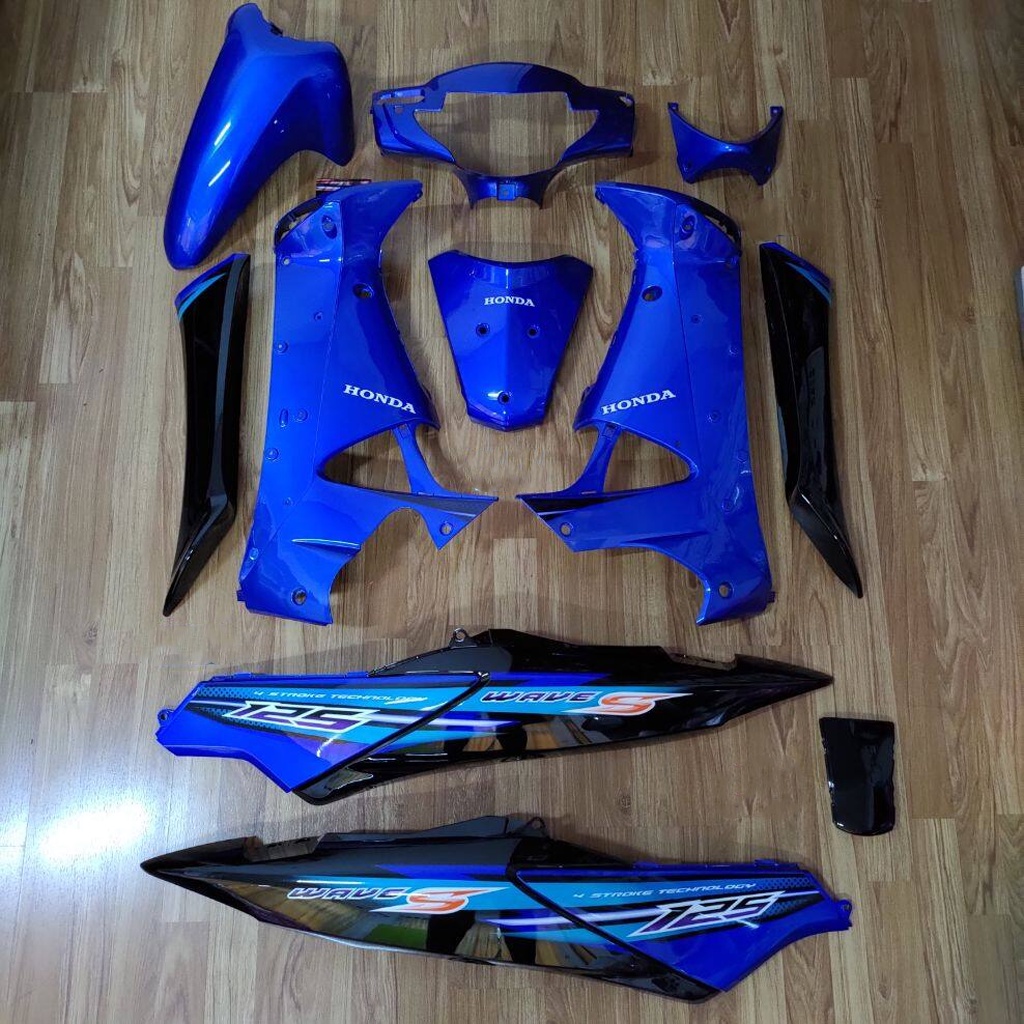 ชุดสี wave125 S บังลม 13ชิ้น สีน้ำเงินดำ ติดลายปี2007