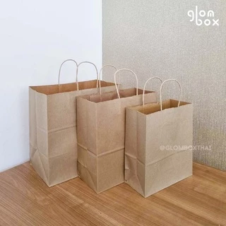 ถุงกระดาษ ถุงกระดาษหูหิ้ว สีคราฟท์ M 26x12x28 cm (25/50 ใบ/แพ็ค) มีหลายขนาด คุณภาพดี ภาพจากสินค้าจริง