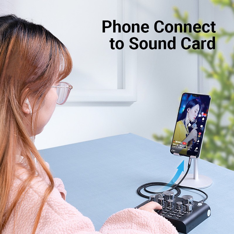 Vention Live Streaming Cable Micro Usb ถึง 3.5 มม.V8 การ์ดเสียงแถบร้องเพลงไมโครโฟนบันทึกสําหรับคาราโอเกะ