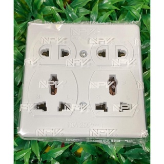 NPV เต้ารับ 4 ที (2ขา+ 2 กราวด์) รุ่นNP-4206A ยี่ห้อ NPV สีขาว เต้ารับ 4 ช่อง เต้ารับ 3 รู 2 ช่อง