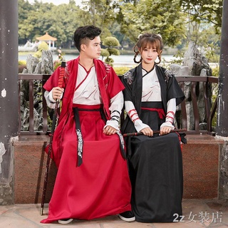 แบบดั้งเดิม Hanfu คู่ เครื่องแต่งกายโบราณ หญิง องค์ประกอบ Han สูท สไตล์จีน ผู้ชายและผู้หญิง