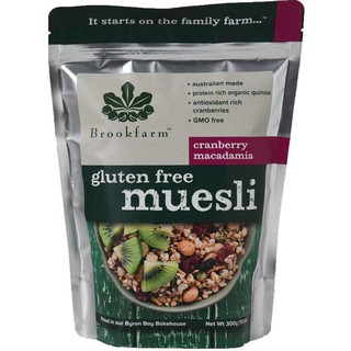 อาหารเช้าซีเรียลBrookfarm Gluten Free Muesli Cranberry Macadamia 300g