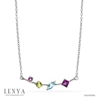 Lenya Jewelry สร้อยคอเงินแท้ ประดับพลอย อเมทิสต์ บลูโทแพซ และเพอริดอท