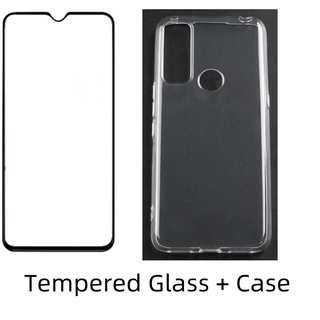 Tcl 20 R 5G T767H เคส สีดํา ด้าน ใส นิ่ม TPU ซิลิโคน เคสป้องกัน พร้อมฟิล์มกระจกนิรภัย