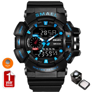 SMAEL นาฬิกาข้อมือผู้ชาย Sport Digital LED &amp; Analog รุ่น SM1436 (Black/Blue)