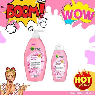 (ผิวขาวใสขึ้นใน7วัน)GARNIER BODY SAKURA WHITE  SERUM MILK UV 120 /400 ml. / การ์นิเย่ บอดี้ซากุระไวท์ เซรั่ม