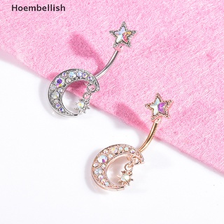 Hoembellish&gt; จิวสะดือ ท้อง ปุ่ม แหวนบาร์ คริสตัล ดวงจันทร์ ดาว ห้อย เจาะร่างกาย เครื่องประดับ