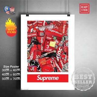 Supreme x สติกเกอร์โปสเตอร์ ลายสตรีทไอคอน สําหรับติดตกแต่งผนังบ้าน