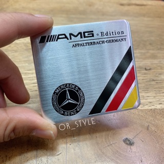 โลโก้ AMG เพลทอลูมิเนียมบาง ขนาด 6x5.5cm