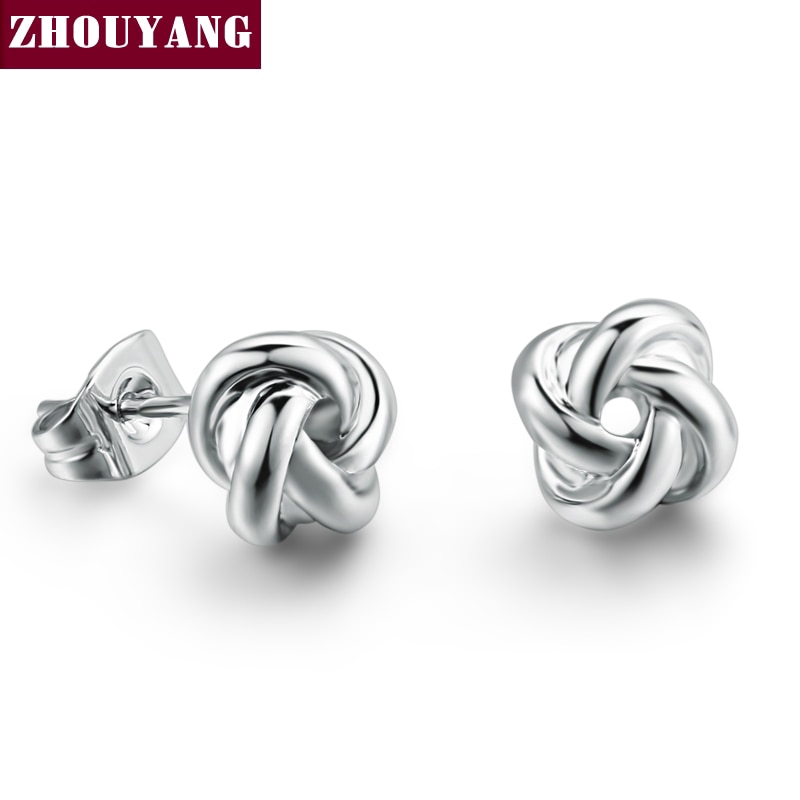 Zhouyang(โจวหยาง) ด้านคุณภาพผู้หญิงคลาสสิกสี กุหลาบสีทอง เครื่องประดับแฟชั่นเรขาคณิตรูปร่าง ต่างหู ZYE103 ZYE104