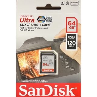 Sandisk Ultra 64 GB. speed up to 120 MB/s Class 10