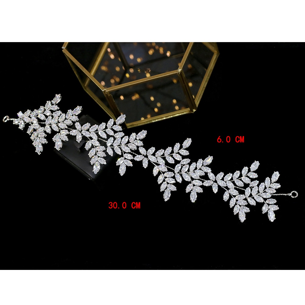 ASNORA 2020 new high-quality wedding hair accessories 3A CZ leaf hair ...