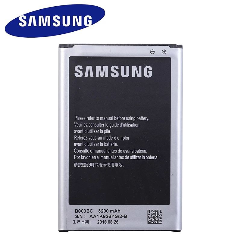 แบตเตอรี่ Samsung สำหรับ Galaxy หมายเหตุ 3 N900 N9006 N9005 N9000 N900A N900T N900P 3200mAh B800BE พ