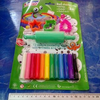 ดินน้ำมัน 12สี แม่พิมพ์​ (คละแบบ)​ ของเล่นเด็ก ไร้สารพิษ​