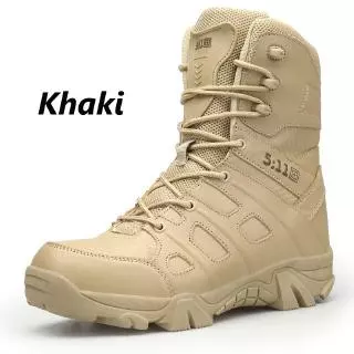 39-47 รองเท้าทหาร Mens Military Tactical Boots Leather Desert Army Combat Hiking Shoes