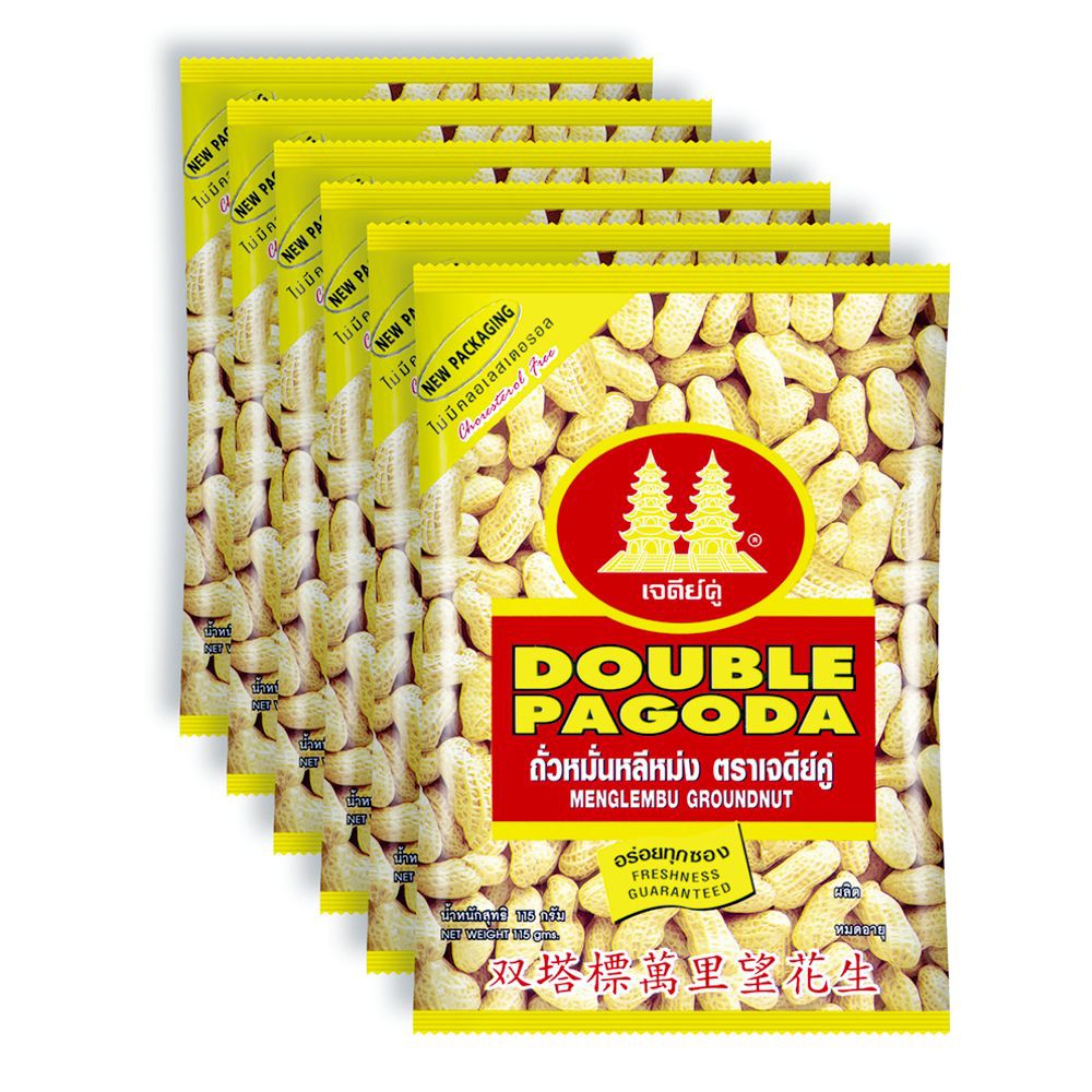 เจดีย์คู่ ถั่วลิสงอบกรอบ 90 กรัม (6 ถุง) Double Pagoda Crispy Peanuts 90 grams (6 bags)