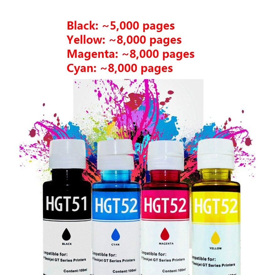 HP GT51 GT52 หมึก HP TANK 310 311 318 319 410 411 418 419 118 เครื่องพิมพ์หมึก 803 802 ตลับหมึกด้วยหมึกอุปทาน