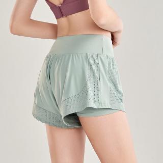 กางเกงกีฬาขาสั้น สองชั้น วิ่ง ยิม ออกกําลังกาย กางเกงโยคะ