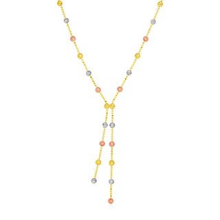 สร้อยคอทองคำแท้สามกษัตริย์ 14K สไตล์ Lariat 14K yellow gold three-color style Lariat necklace