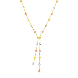 สร้อยคอทองคำแท้สามกษัตริย์ 14K สไตล์ Lariat 14K yellow gold three-color style Lariat necklace