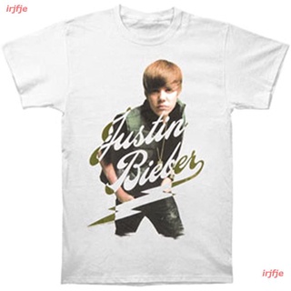 irjfje เสื้อยืด ผู้หญิง ผู้ชาย สไตล์เกาหลี Justin Bieber Justin Bieber Mens My World Tour T-Shirt White ดพิมพ์ลาย ดผ้าเ