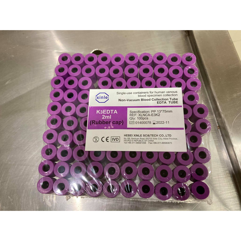 การระเบิด หลอดเก็บเลือด หลอดเก็บตัวอย่างเลือด K3 EDTA 2 ml tube Non Vacuum Rubber cap 100 หลอด/pack