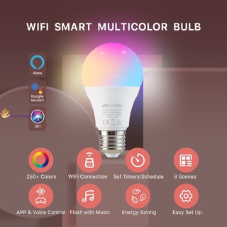 E27 Wifi สมาร์ทหลอดไฟ Led Tuya App ควบคุมไฟสมาร์ทวอร์มไวท์หรี่แสงได้เปลี่ยนสี Wifi