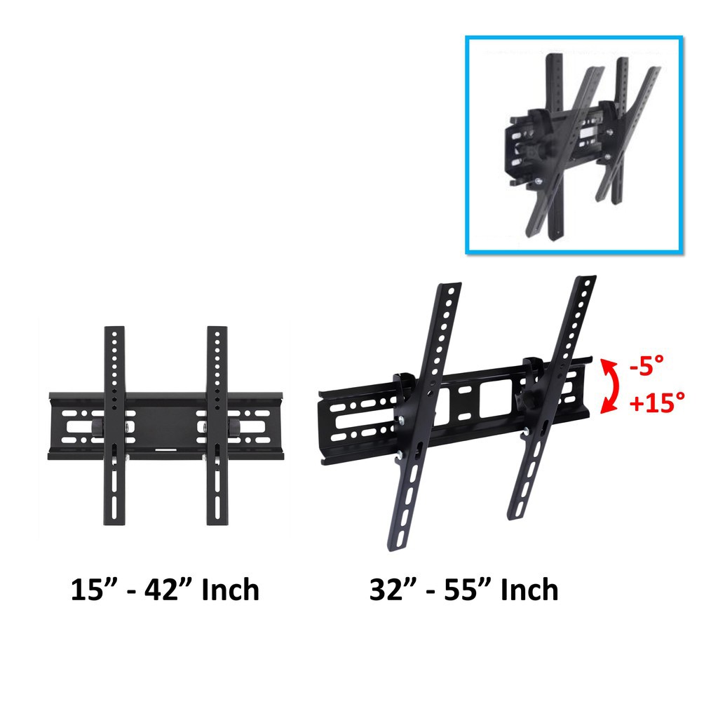 Universal 15" - 42" / 32" - 55" นิ้วปรับ Tilt LED LCD PLASMA TV Wall Mount Bracket (Tilt: -5° ถึง+15