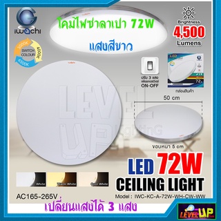 โคมไฟติดเพดาน โคมไฟซาลาเปา LED 3 แสง 72 วัตต์ IWACHI โคมไฟติดลอย โคมไฟเพดานกลม ปรับได้ 3 แสง แสงสีขาว วอร์มไวท์ คูลไวท์