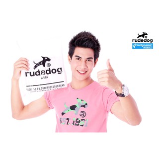 rudedog  เสื้อคอกลม  ชายหญิง รุ่น est สีชมพู