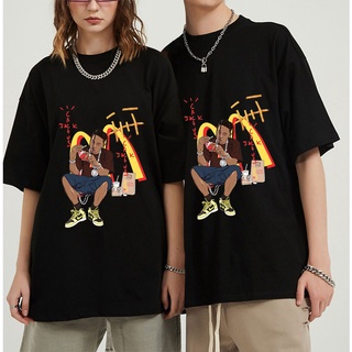 [S-5XL]เสื้อยืดแขนสั้นลําลอง พิมพ์ลายอนิเมะ Travis Scott Cactus Jack Asap Rocky สไตล์ฮาราจูกุ สําหรับผู้ชาย 2021