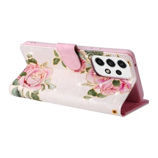 เคสโทรศัพท์หนัง Pu นิ่ม ฝาพับ ลายดอกไม้ พร้อมช่องใส่บัตร หรูหรา สําหรับ Samsung Galaxy A05s A53 A33 A23 A24 A52 4G A52S M23 A13 5G A13 4G A14 4G A24 5G A14 5G