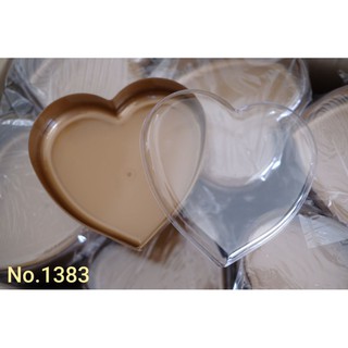 กล่องหัวใจสีทองฝาใส No.1383  ขนาด 17.1×15.6×5.9 ซม. ปริมาตร 700 ml.