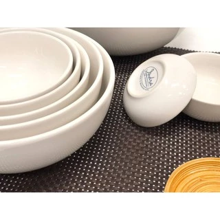 INDRA CERAMIC ชุดชาม ชุบเคลือบขาว เซรามิกเข้าไมโครเวฟได้