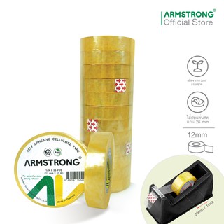 Armstrong เทปใสเซลลูโลส แกน1" 12มม x 36หลา บรรจุ 12 ม้วน / Cellulose Tape, 1" Core, Size: 12mm x 36y, 12 rolls:pack