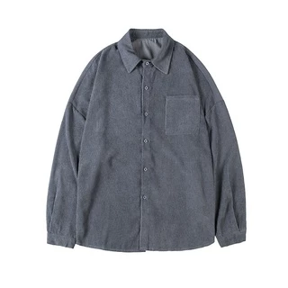 MNO.9 Men Shirt C601 เสื้อเชิ้ตแขนยาวผู้ชาย ผ้าลูกฟูก สีพื้นลำลอง