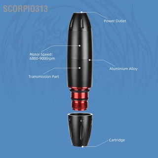 Scorpio313 ปากกาสักอลูมิเนียมอัลลอยด์ อินเตอร์เฟซ Dc โรตารี่ มีประสิทธิภาพ (พร้อมสายคลิป)