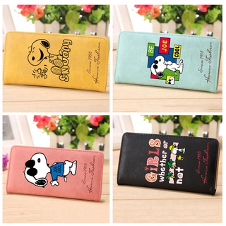 กระเป๋าสตางค์ ใบยาว ลายการ์ตูน Snoopy น่ารัก ใส่เหรียญได้ สําหรับผู้ชาย และผู้หญิง