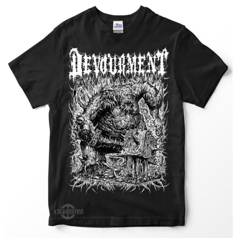 DEVOURMENT CRUSH WITH BARBARAITY Premium Tshirt Development เสื้อยืดโลหะโหดเสื้อยืด deathmetal slaming death เสื้อยืดวงโลหะ