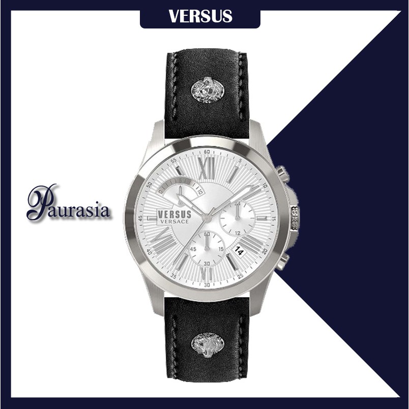 [ของแท้] Versus by Versace นาฬิกาข้อมือ ผู้ชาย รุ่น VERSUS VSPBH1018 CHRONO LION D/SILVER DIAL BLACK