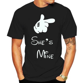 เสื้อยืดผู้ชาย เสื้อยืด ทรงหลวม พิมพ์ลาย He Is Mine She Is Mine เข้ากับทุกการแต่งกาย สไตล์ฮิปสเตอร์ แฟชั่นเรโทร สําหรับผ