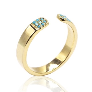 Jewelry Buffet แหวนแฟชั่น Open Ring ประดับ Blue CZ  ชุบทอง 18K