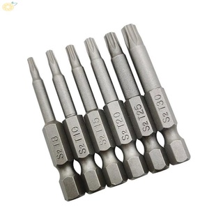 ดอกไขควงแม่เหล็ก 1/4" Hex Shank T8 T10 T15 T20 T25 T30 6 ชิ้น 50 มม.