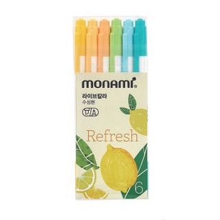 (KTS)ปากกาสีน้ำ Monami ไลฟ์คัลเลอร์ ชุด 6 สี Refresh