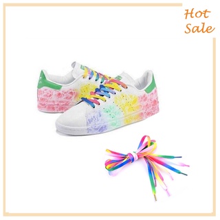 Shoelaces / เชือกผูกรองเท้าผ้าใบรองเท้ากีฬาสีรุ้ง Rainbow Flat Canvas Athletic Shoelace Sport Sneaker Shoelaces