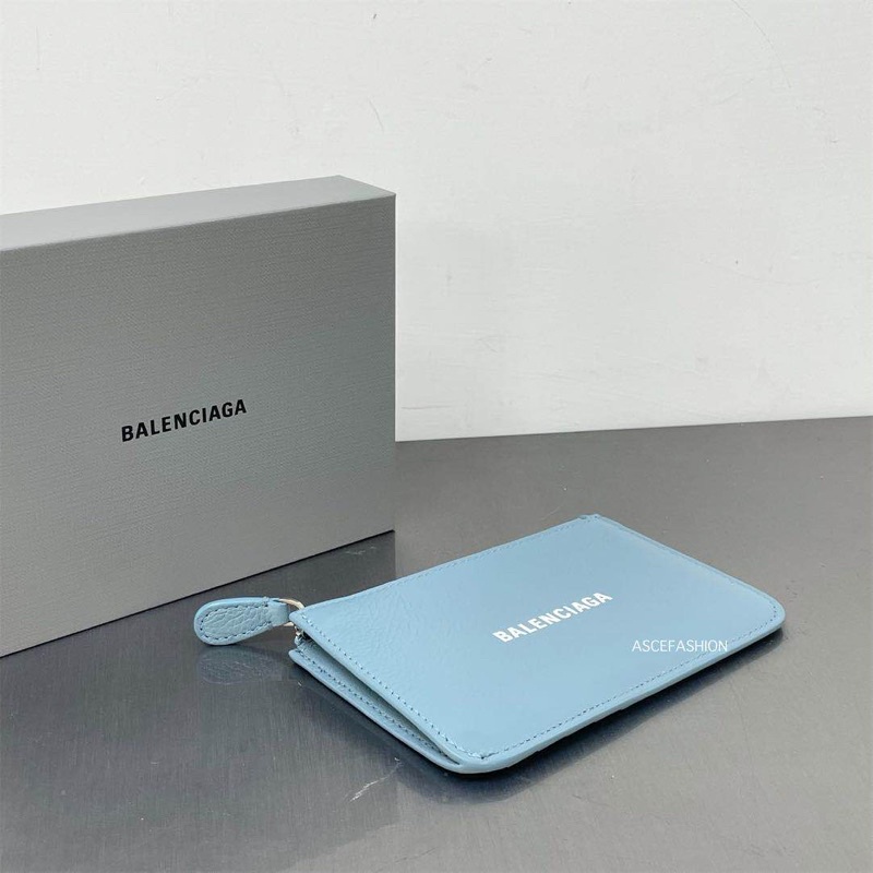 กระเป๋าสตางค์ Balenciaga Logo haze blue หนังแท้ (ของจริง)